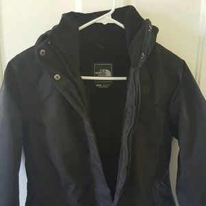 Hooded The North Face winter jacket