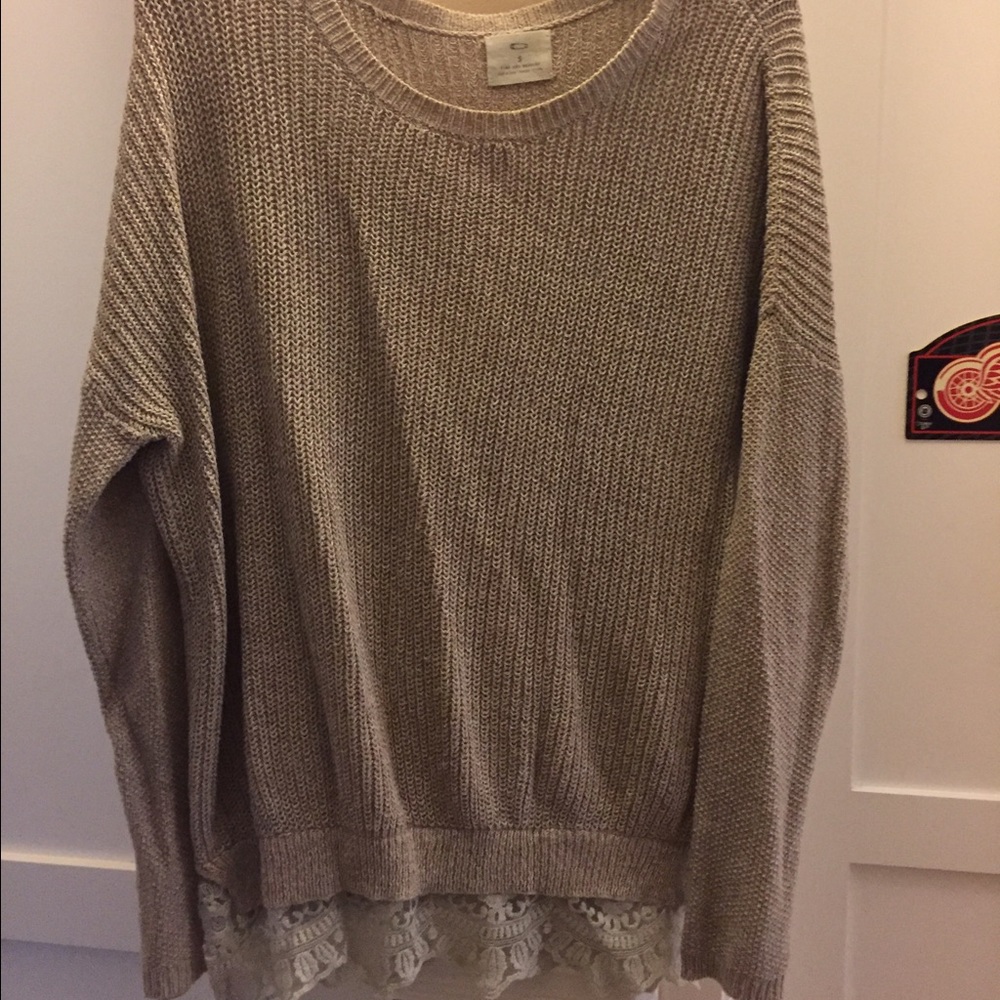 Beige sweater with lace detailing