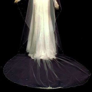 Elegant Beaded Edge Cathedral Veil