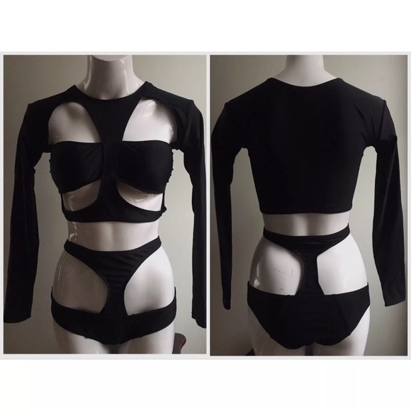 Sz Medium Black Bikini Top Swim Suit Bathing Suit - Picture 2 of 5