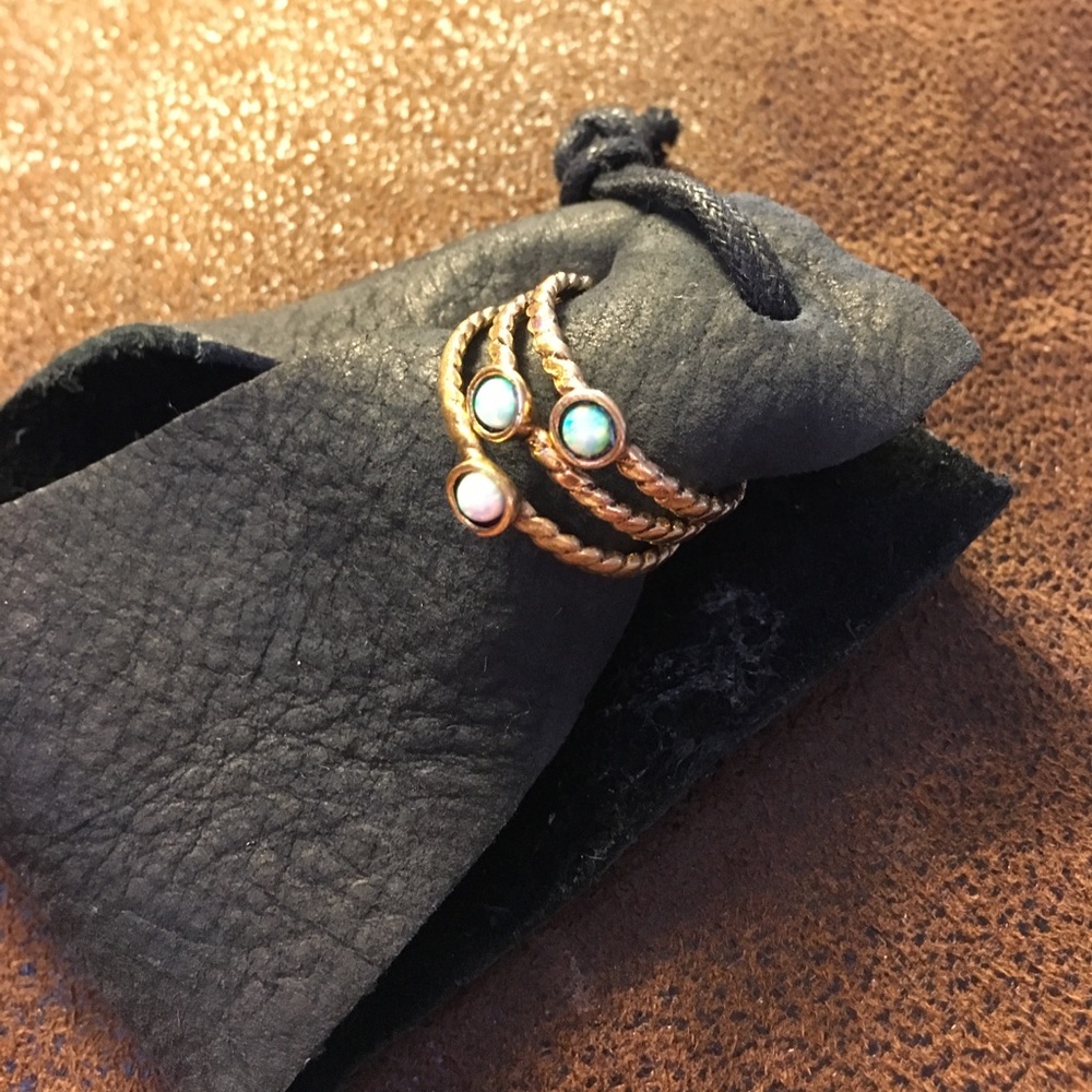 Free People Before Sunrise fire opal stack rings