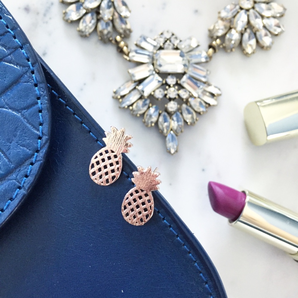 "Alani" Earrings || Rose Gold Pineapple Studs
