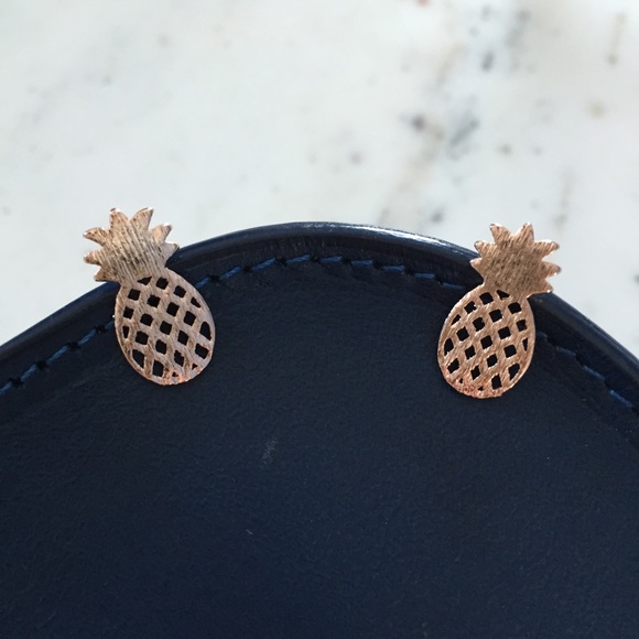 "Alani" Earrings || Rose Gold Pineapple Studs - Picture 2 of 9
