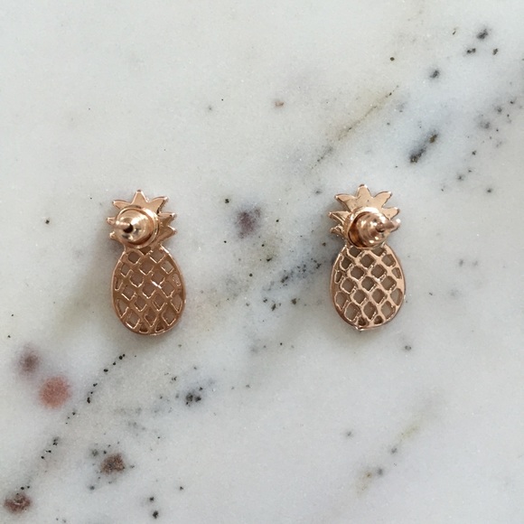 "Alani" Earrings || Rose Gold Pineapple Studs - Picture 3 of 9