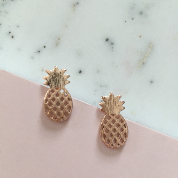 "Alani" Earrings || Rose Gold Pineapple Studs - Picture 5 of 9