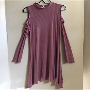 Dusty Rose Pink Mini Dress with shoulder slits