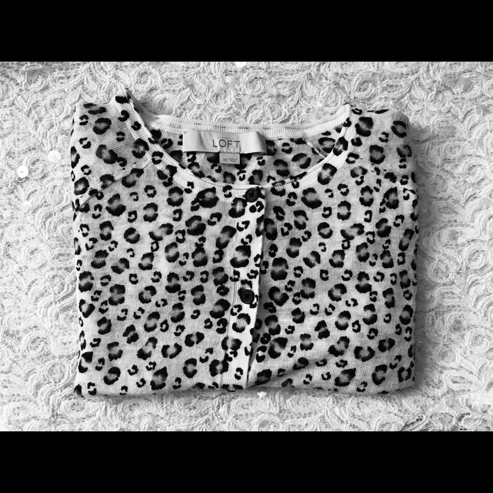 LOFT xs animal print cardigan sweater