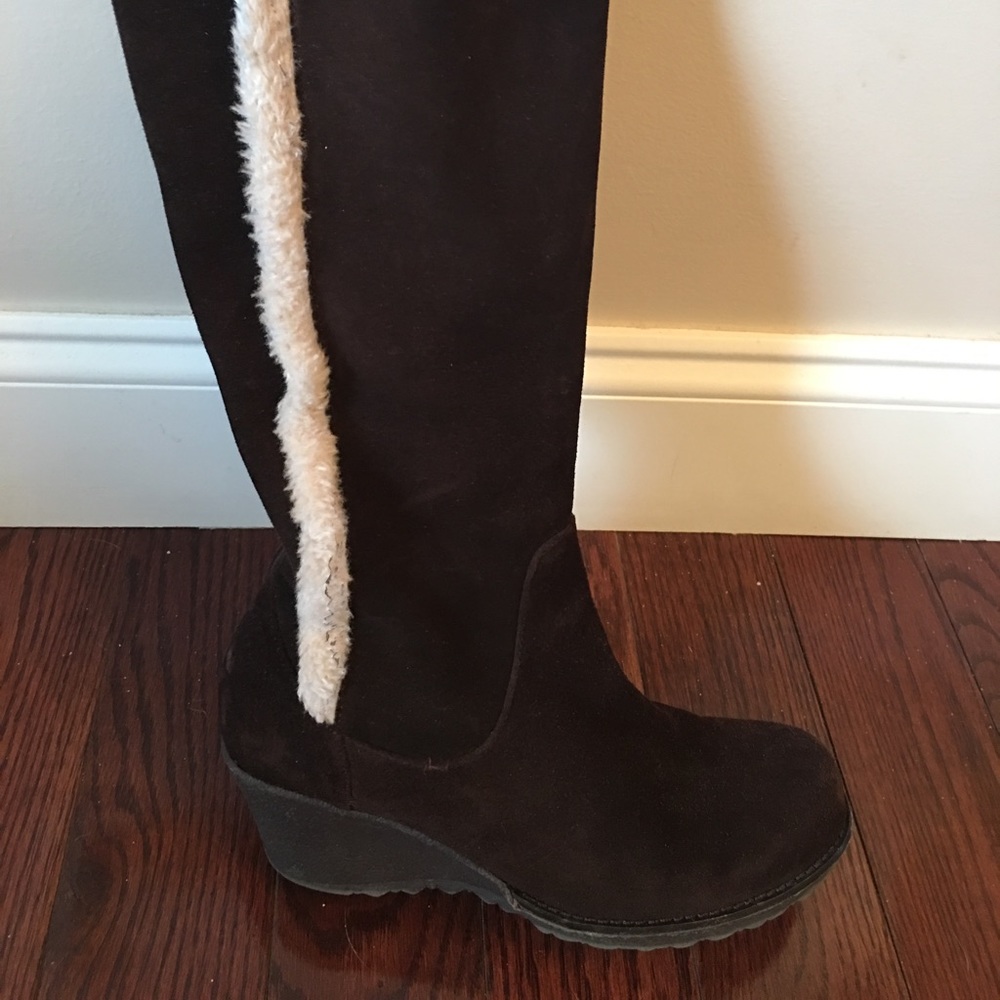 Brown suede boots