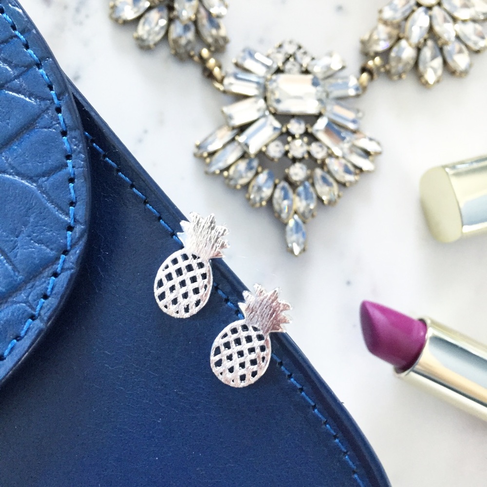 "Alani" Earrings || Silver Pineapple Studs
