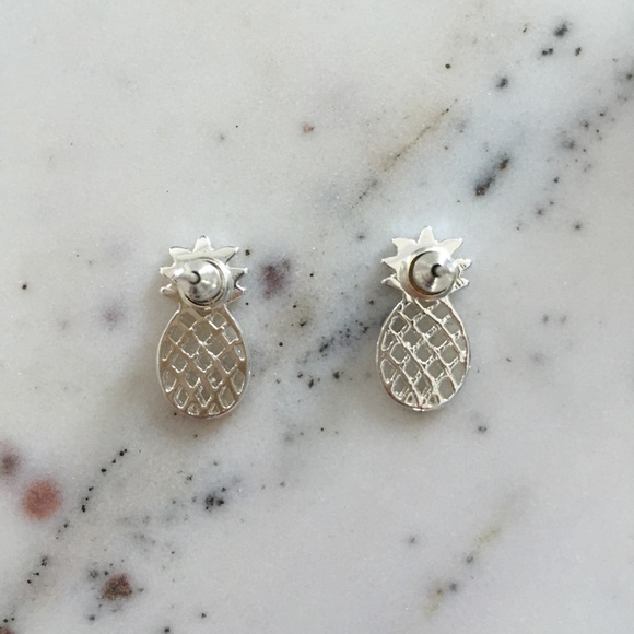 "Alani" Earrings || Silver Pineapple Studs - Picture 3 of 9