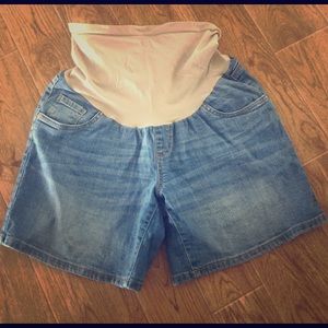 Denim shorts.