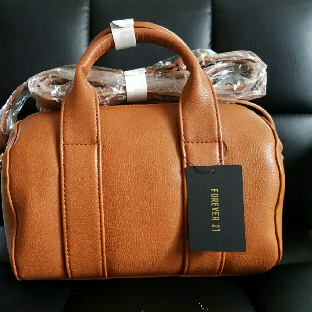 Faux Leather Cognac Crossbody Purse