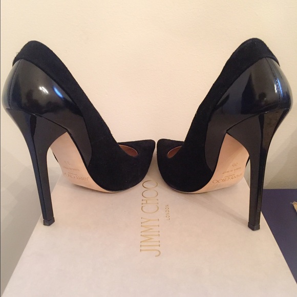 Like new Jimmy Choo Anouk 35 Black suede & patent - Picture 3 of 4