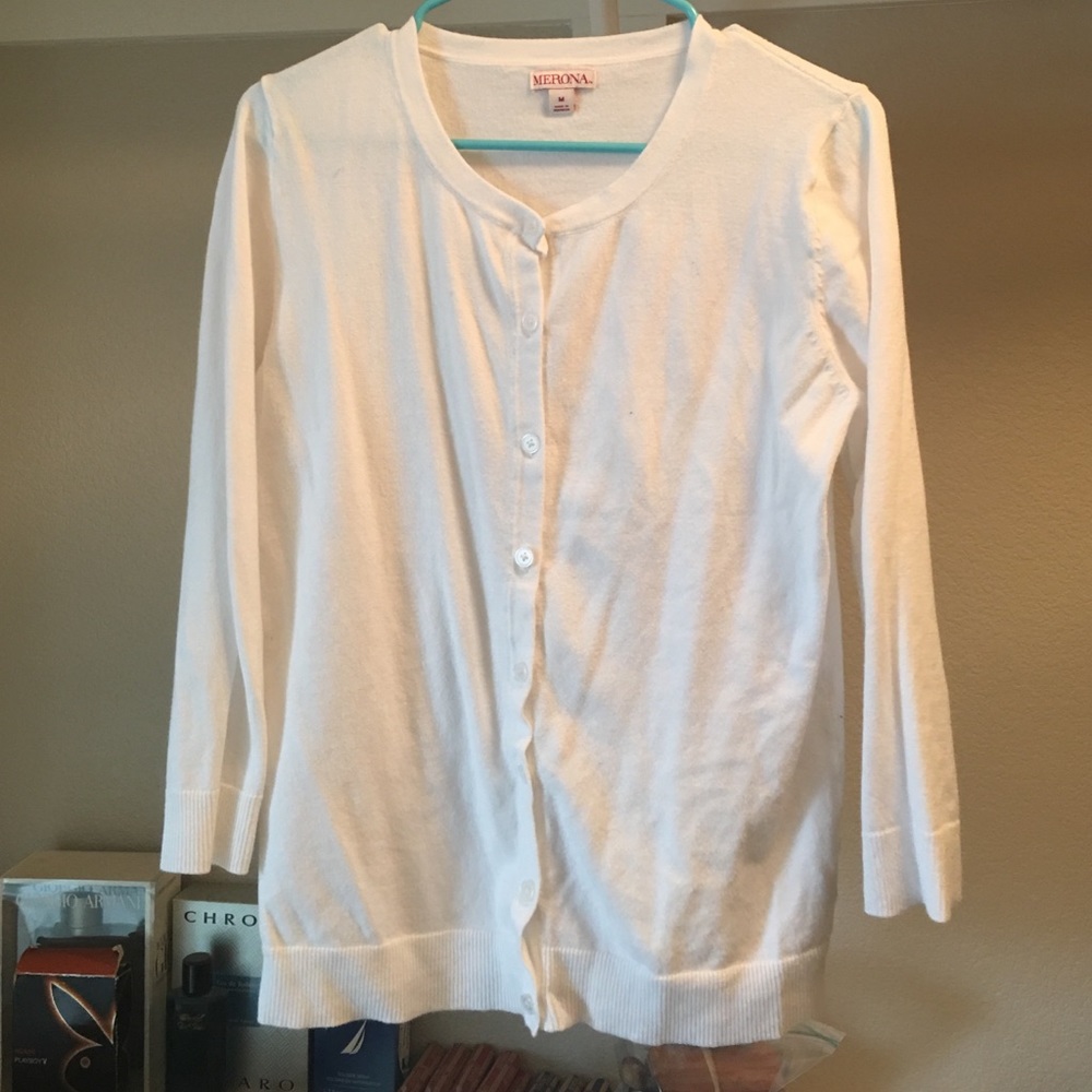 White cardigan