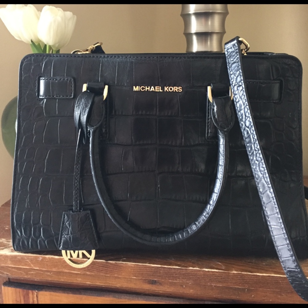 Embossed Leather Michael Kors Dillon EW Satchel