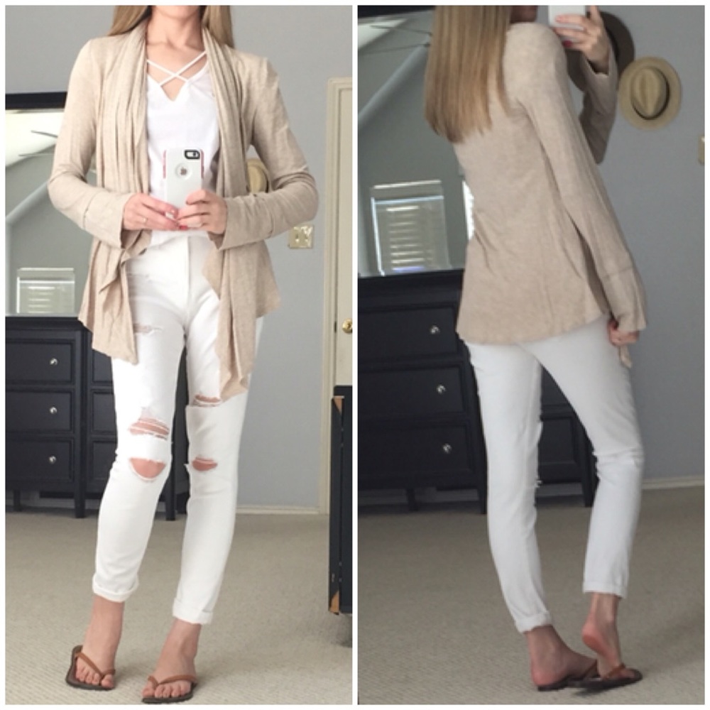 LAST CHANCE▫Oatmeal Ribbed Waterfall Cardigan - Picture 5 of 6