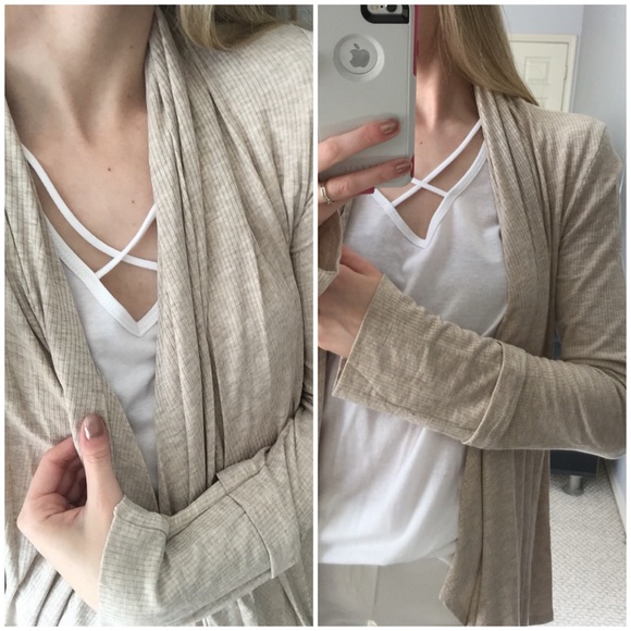 LAST CHANCE▫Oatmeal Ribbed Waterfall Cardigan - Picture 6 of 6