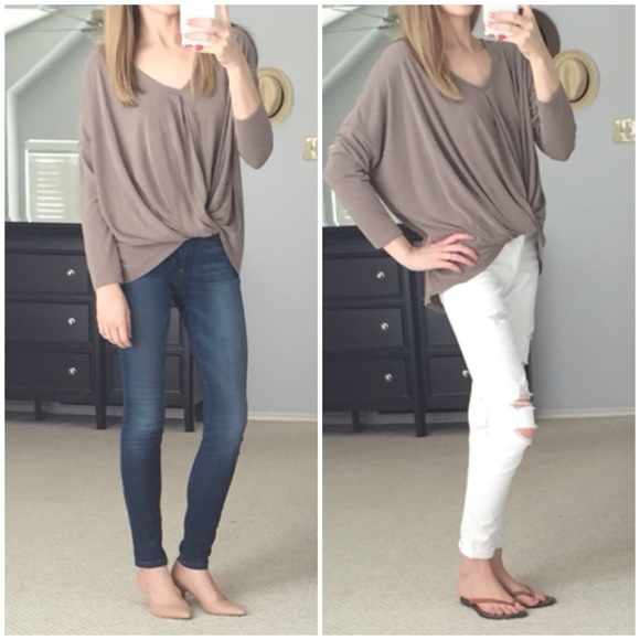 ⭐️LAST ITEM▫Taupe Knot Silky Tee - Picture 2 of 5