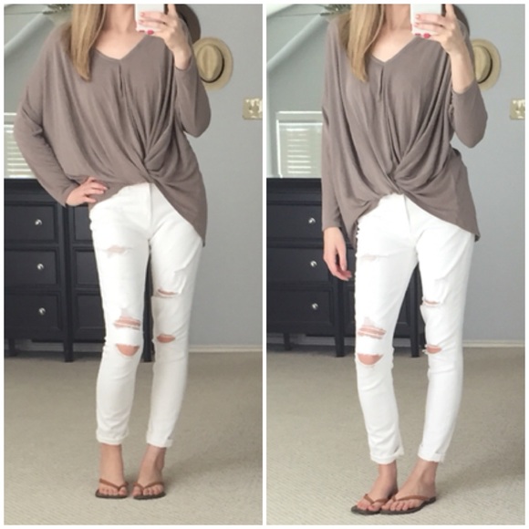 ⭐️LAST ITEM▫Taupe Knot Silky Tee - Picture 3 of 5