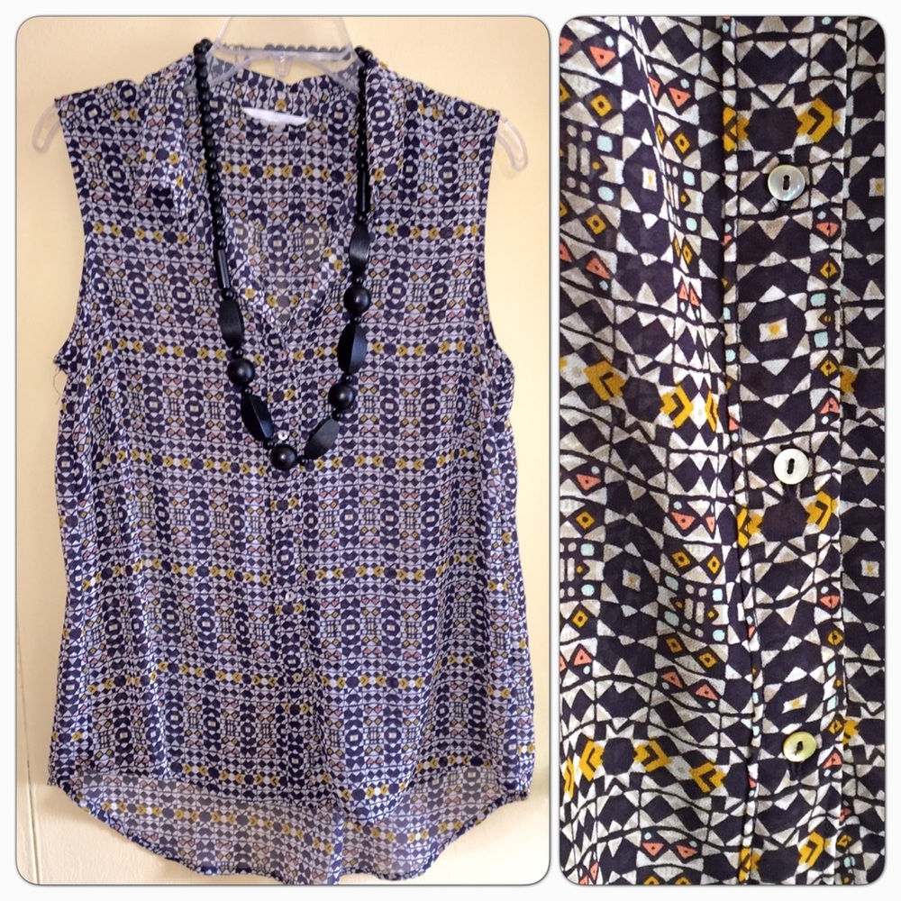 Tribal print sleeveless top Medium