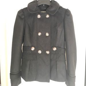 Black Juniors size S double breasted coat