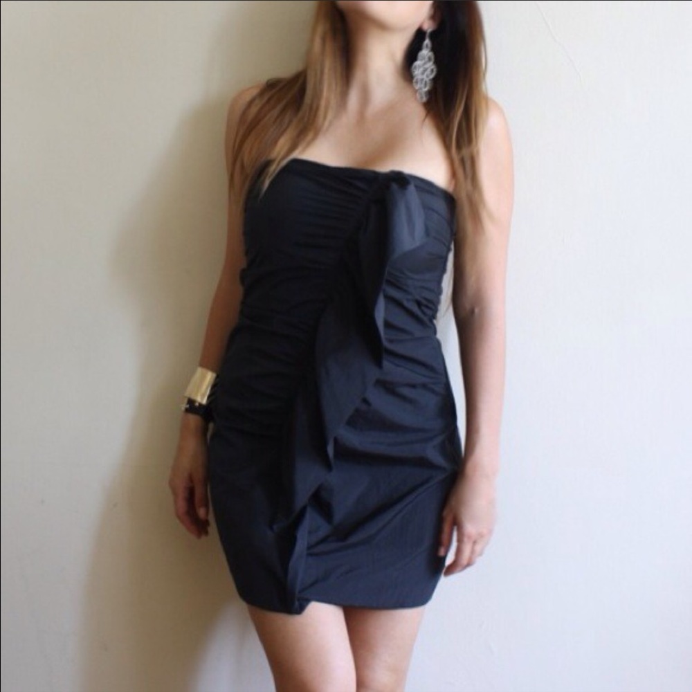 Little black strapless with ruffle dress