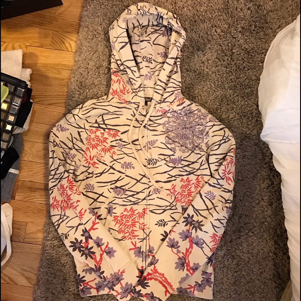 Lucky Brand Floral Zip Up Hoodie