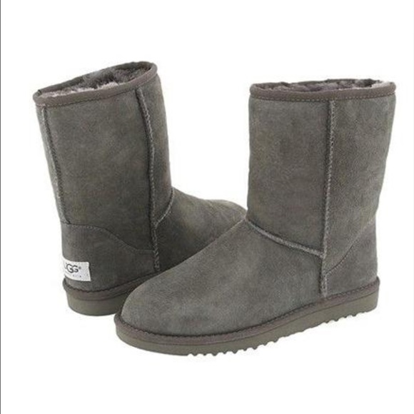 UGG Shoes - UGG Classic Short Grey Suede Boots Sheepskin 8