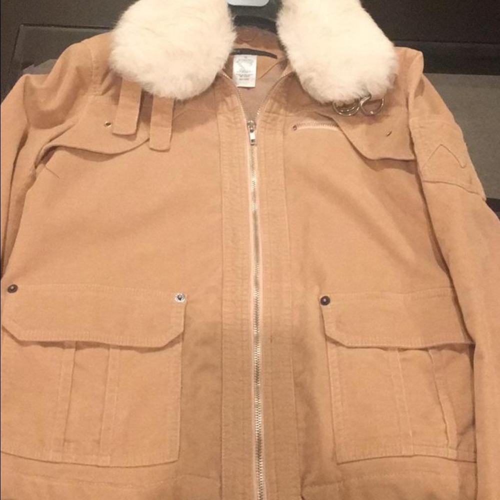 Marc Jacobs cordoroy jacket fur collar - Picture 2 of 6