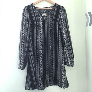 Tie Up Neck Pattern Dress