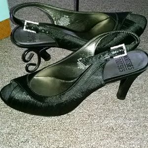 black open toe heels