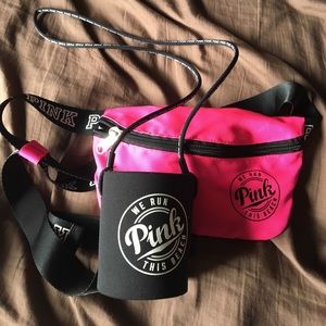 PINK fanny pack and necklace koozie