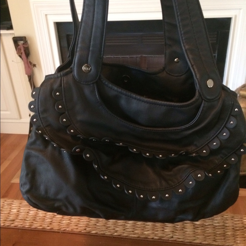Black studded handbag