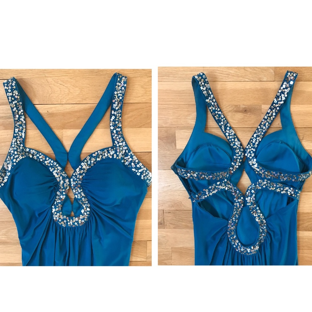 Hailey Logan Blue Sequin Prom Dress