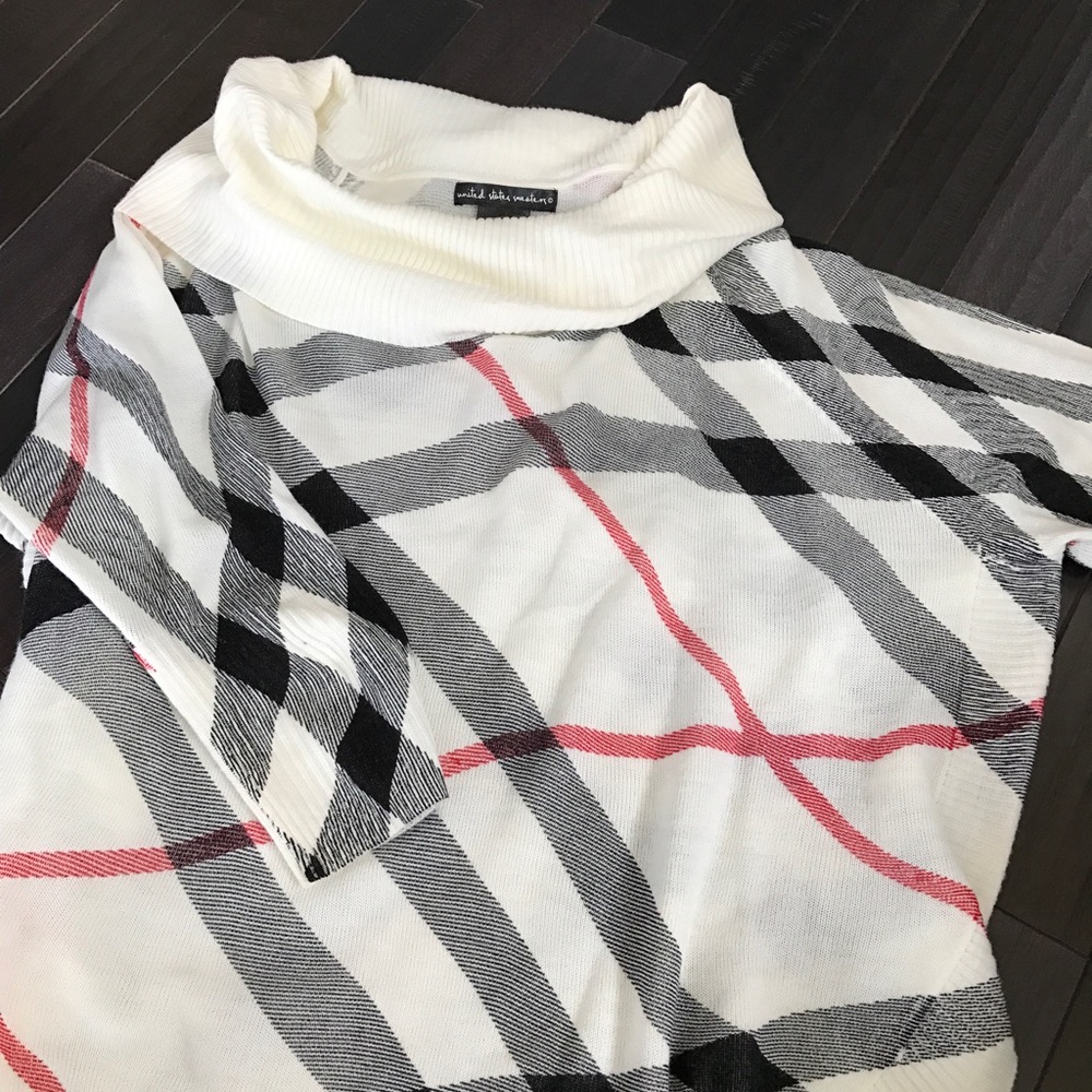 Plaid Turtle Neck Sweater