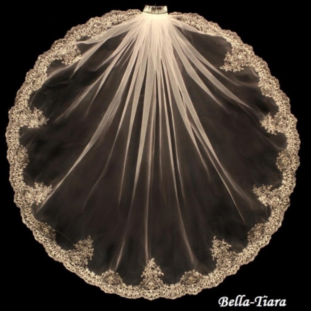 Ivory & Silver embroidered Wedding Veil