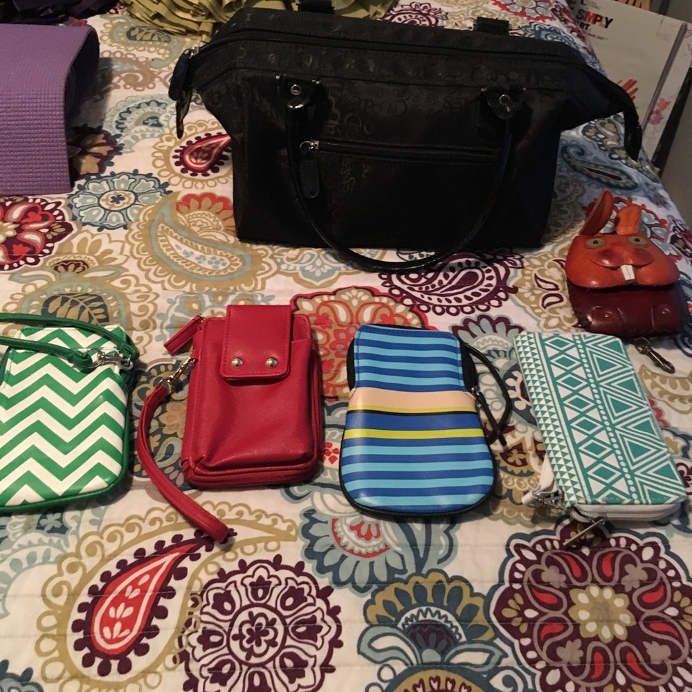 Makeup bag and 4 wallets