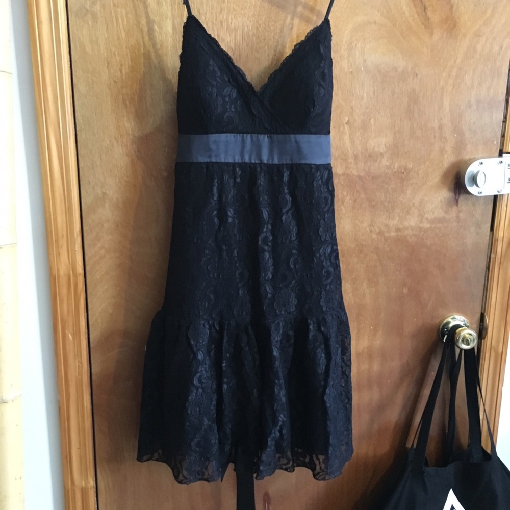 SALE-Black Lace Empire Waist Formal Dress sz S