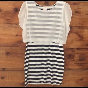 Blue and white striped dress
