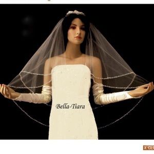 2 Tier Crystal Beaded Wedding Veil