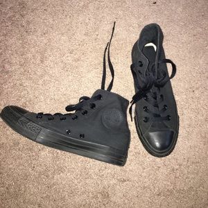 Practically new all black high top converse