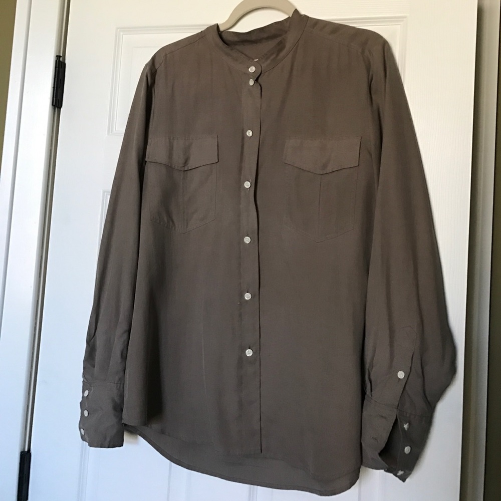 J Crew tunic collarless button down blouse