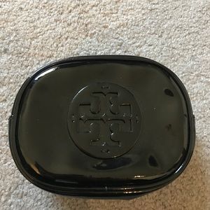 Tory Burch black small patent cosmetic case