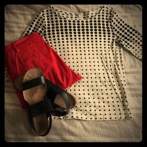 J Crew Optic Dot Boatneck Tee