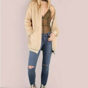 Soft Cream Silky Bomber Jacket