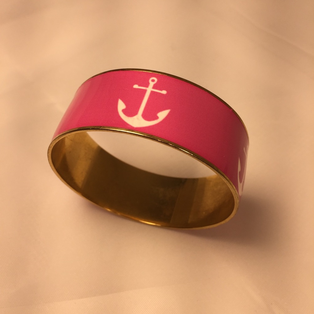J. Crew pink bracelet w/white anchors