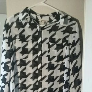 Black and White Patterned Button Up