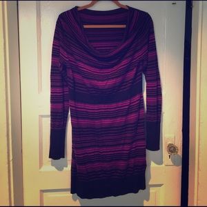 Cowl neck sweater dress