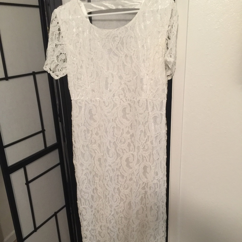 White lace lined dress