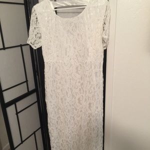 White lace lined dress